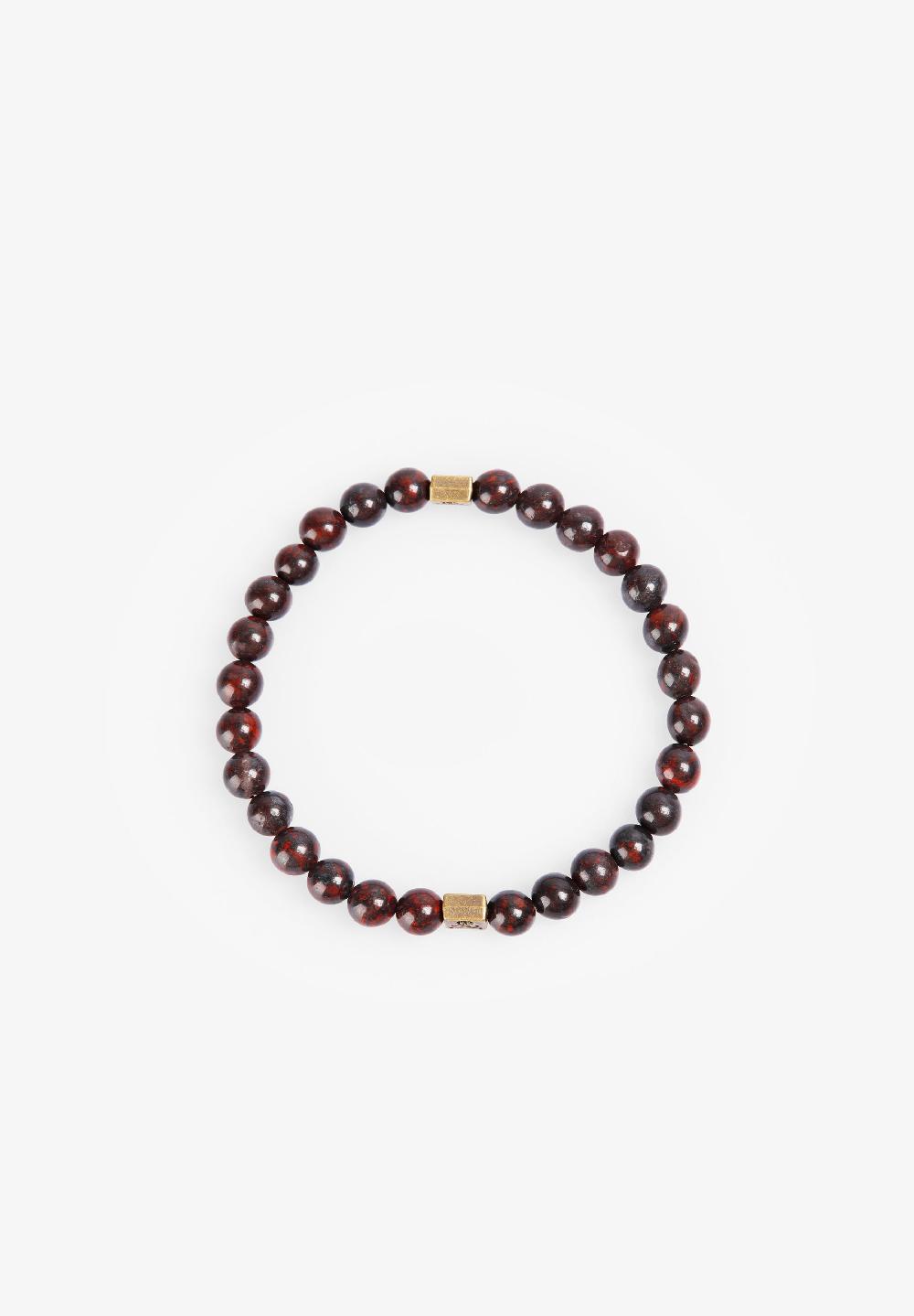 Scalpers ROUND NATURAL STONE BRACELET BURGUNDY