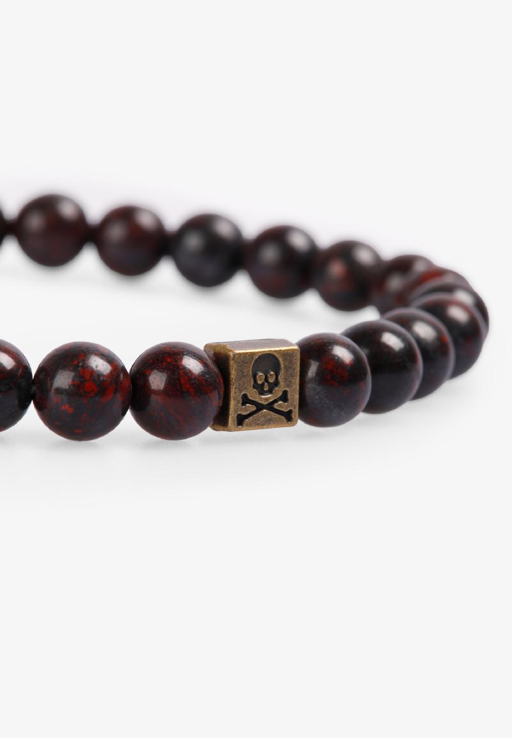 Scalpers ROUND NATURAL STONE BRACELET BURGUNDY