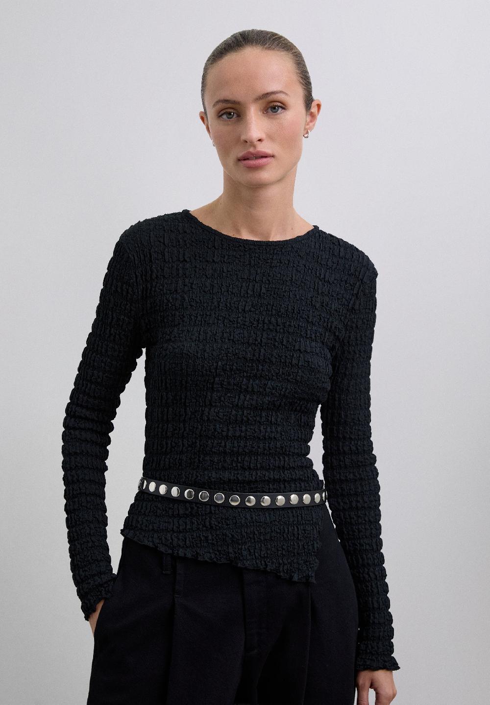 Scalpers ROUND NECK TEXTURED TOP BLACK