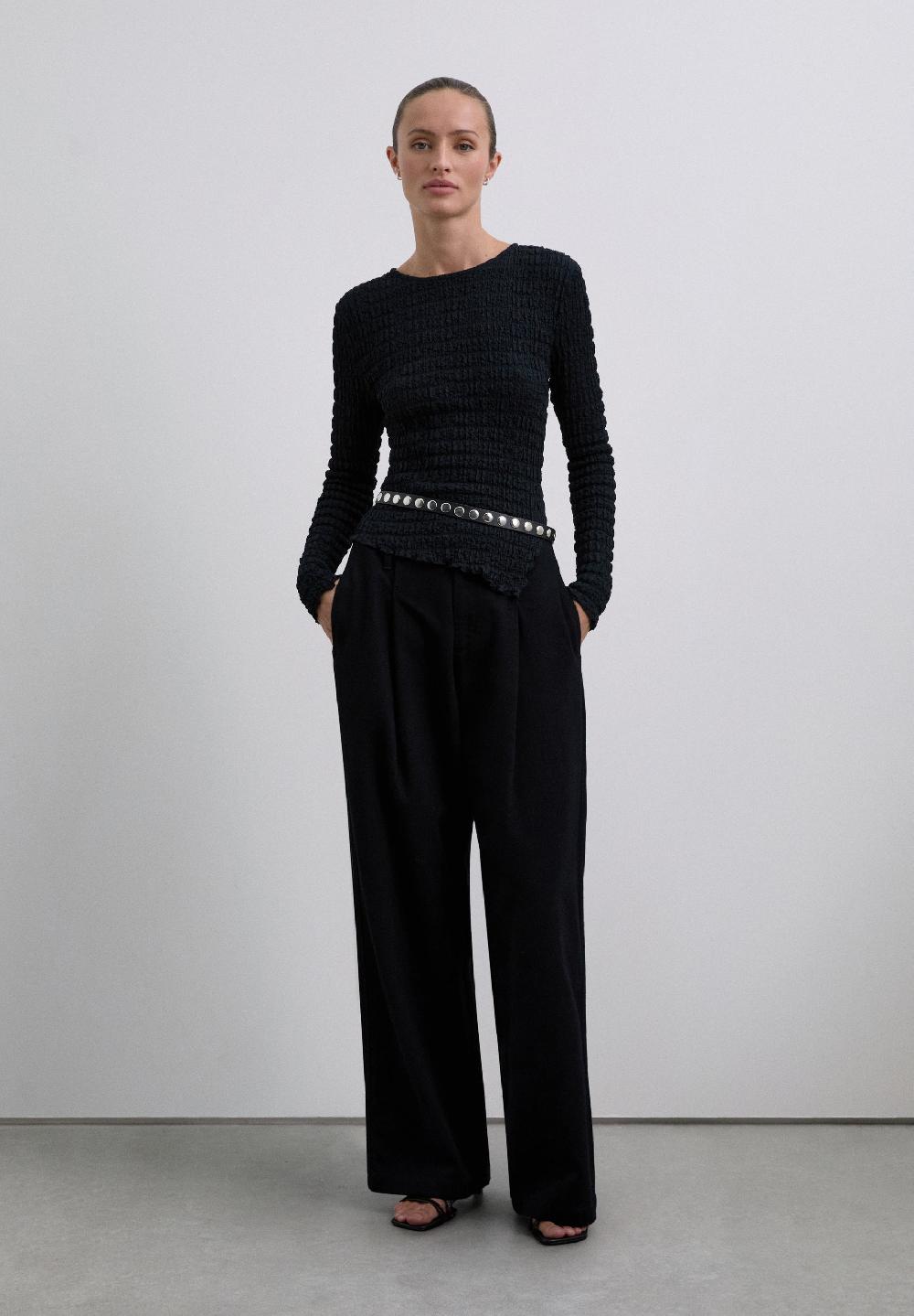 Scalpers ROUND NECK TEXTURED TOP BLACK