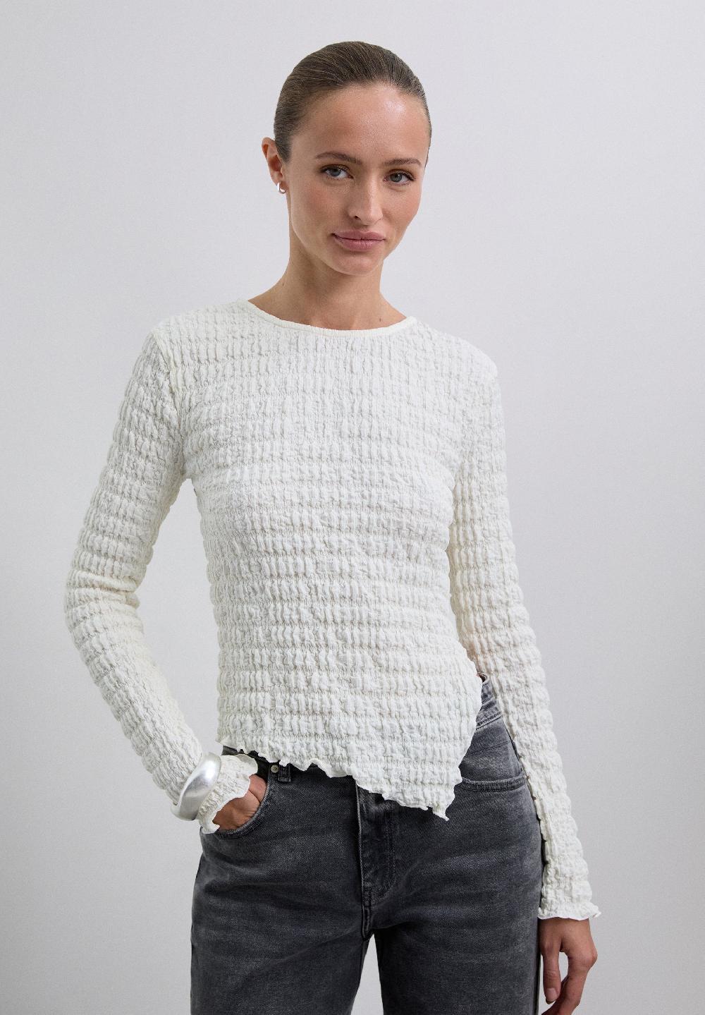 Scalpers ROUND NECK TEXTURED TOP OFF WHITE