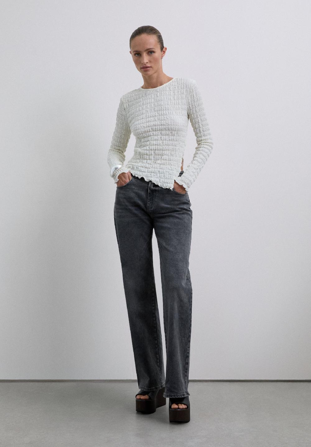 Scalpers ROUND NECK TEXTURED TOP OFF WHITE