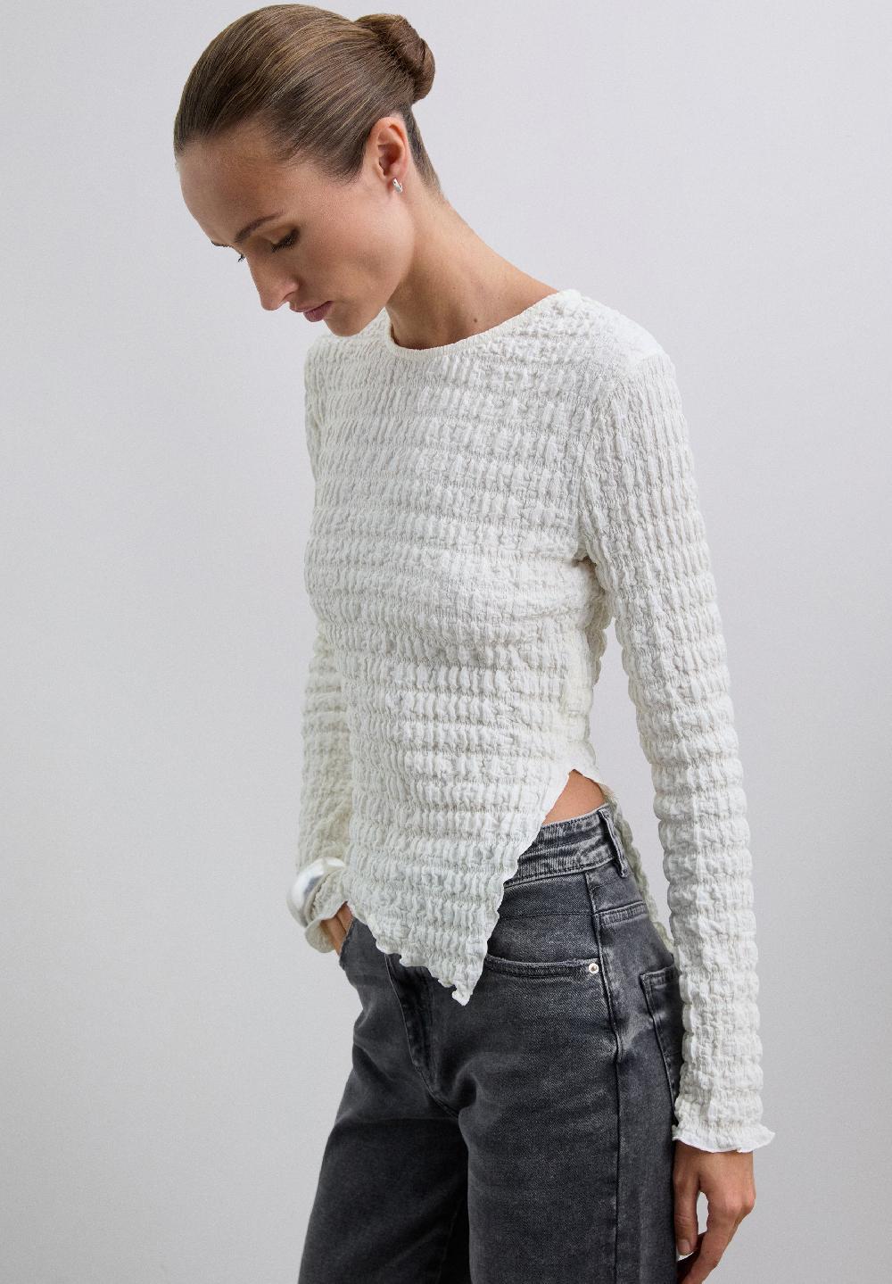 Scalpers ROUND NECK TEXTURED TOP OFF WHITE