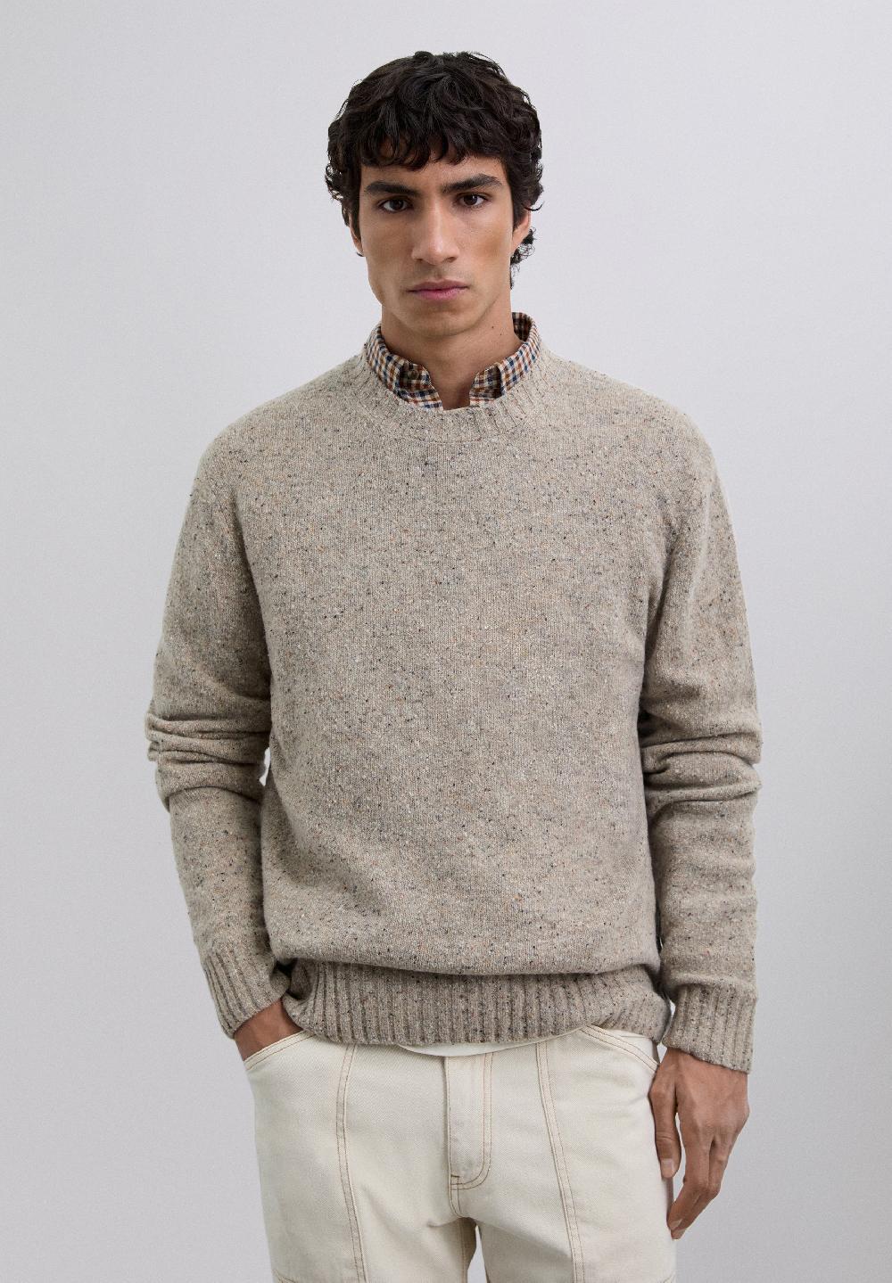 Scalpers ROUND NECK WOOL SWEATER BEIGE