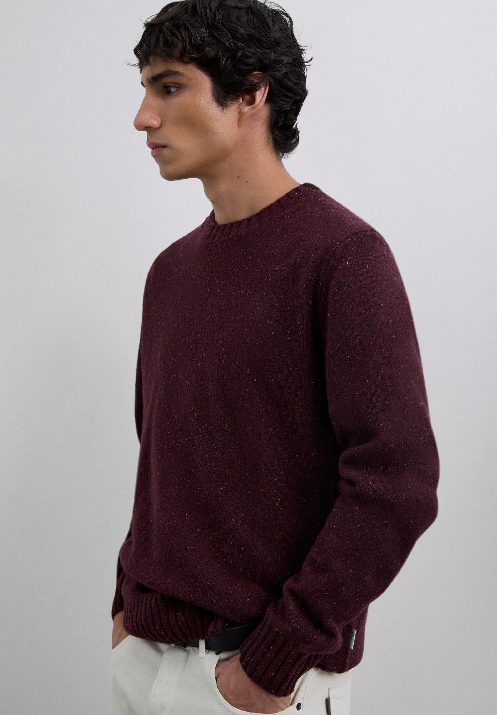 Scalpers ROUND NECK WOOL SWEATER BURGUNDY
