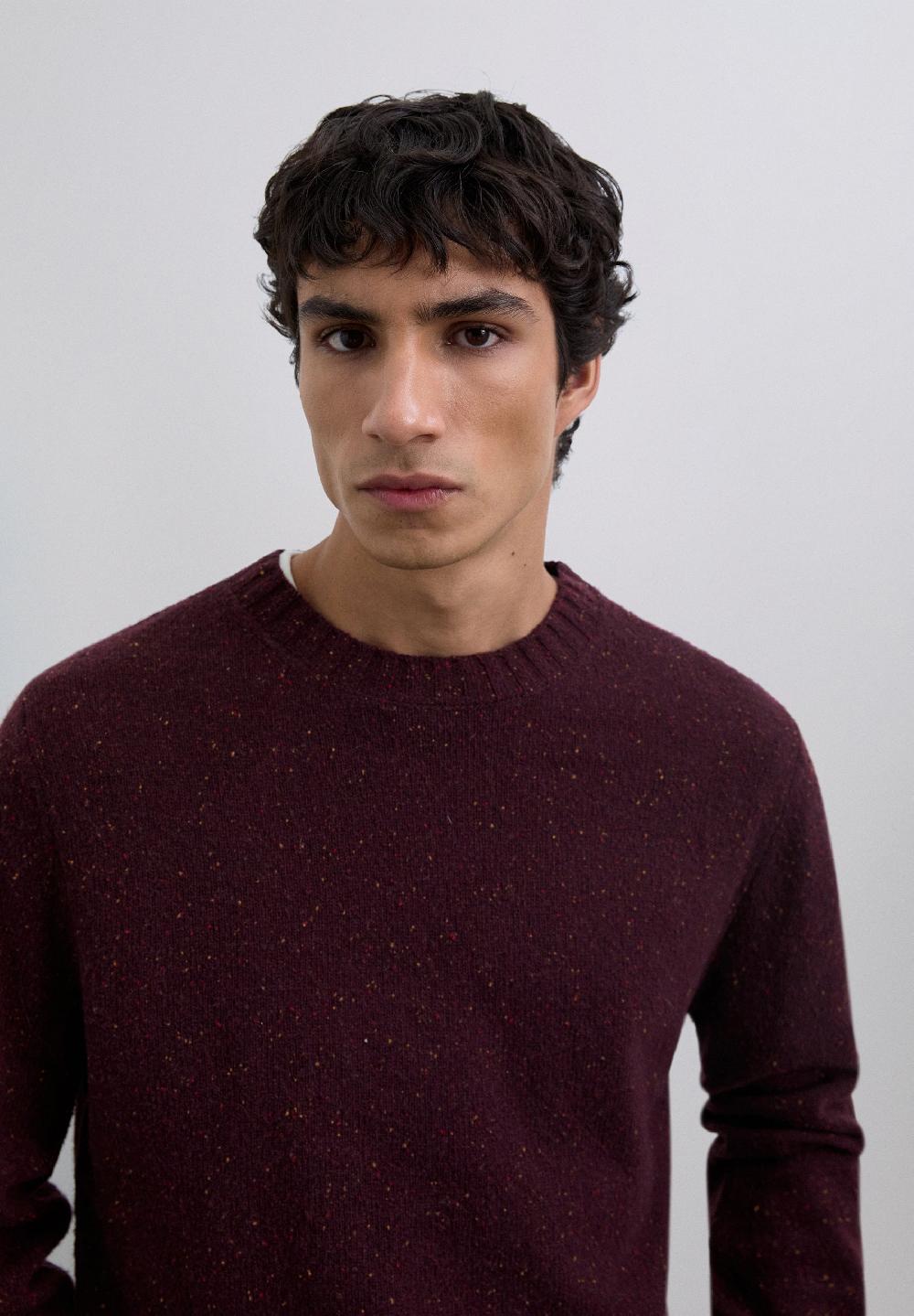 Scalpers ROUND NECK WOOL SWEATER BURGUNDY