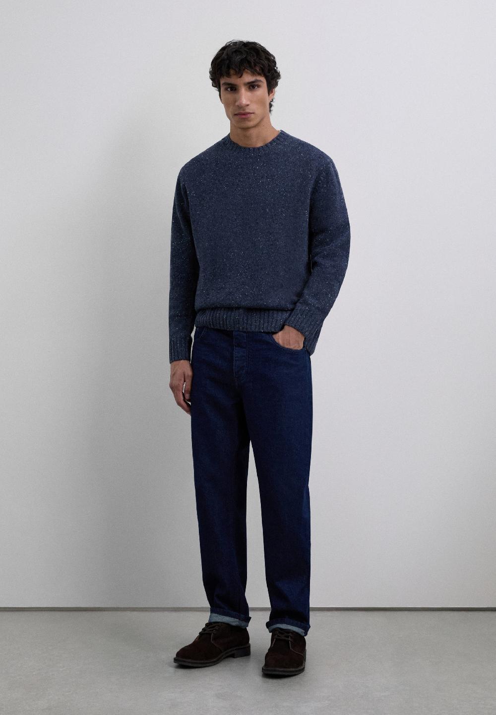 Scalpers ROUND NECK WOOL SWEATER GREYISH BLUE