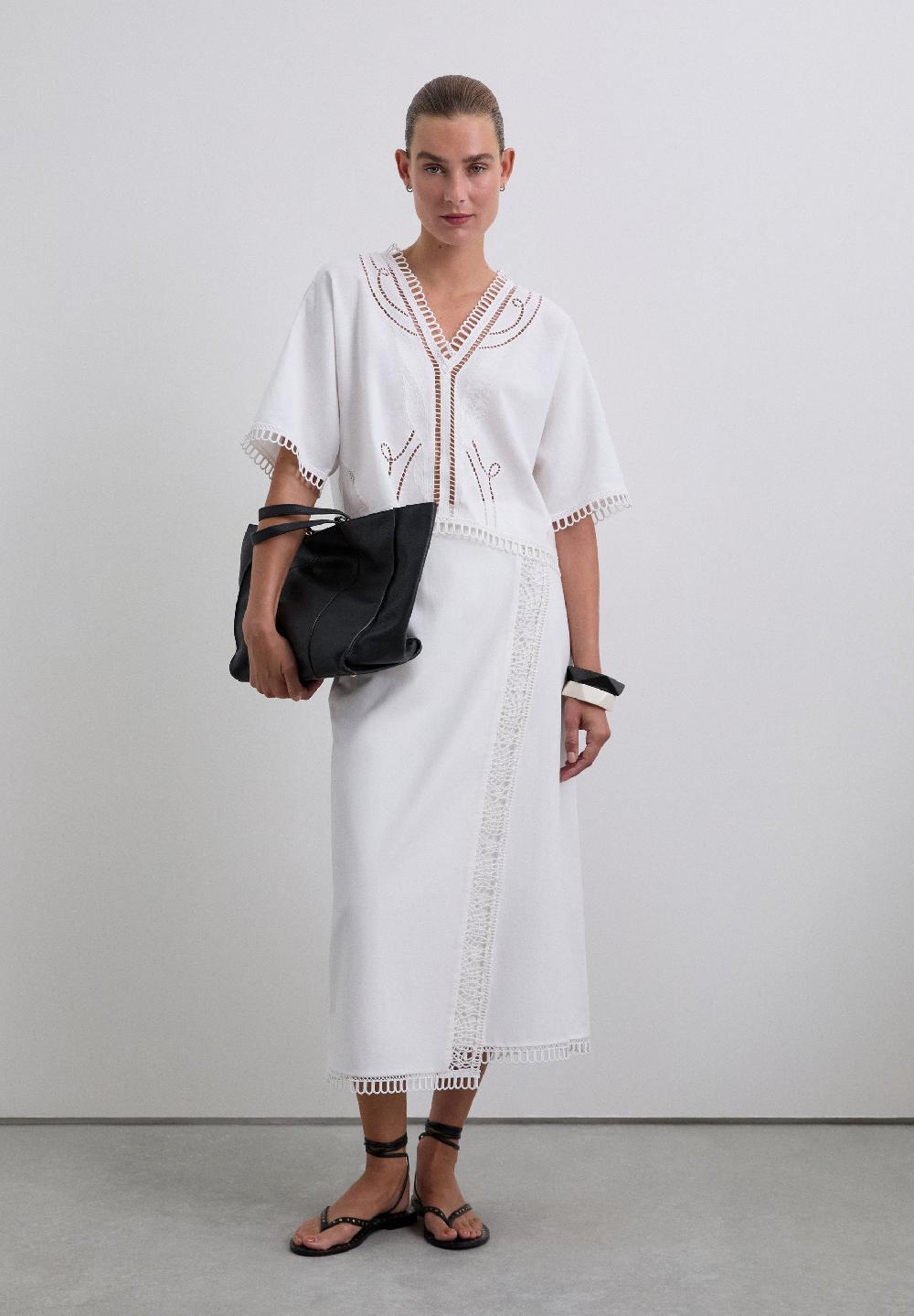 Scalpers SARONG SKIRT WITH LACE DETAILS WHITE