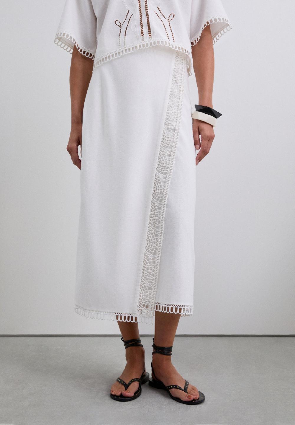 Scalpers SARONG SKIRT WITH LACE DETAILS WHITE