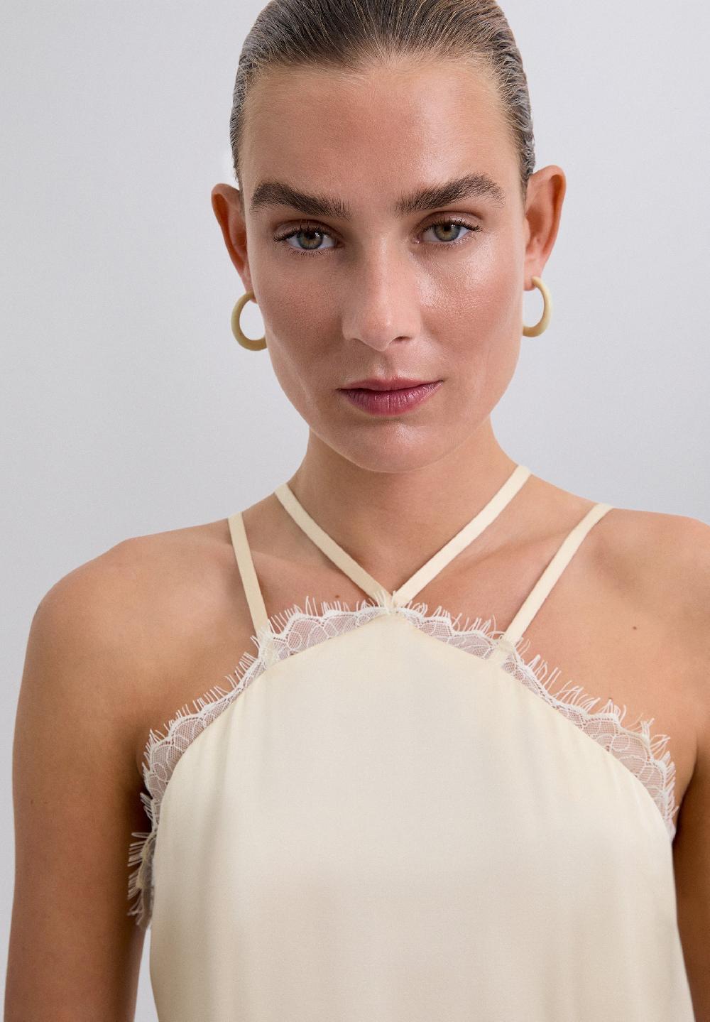 Scalpers SATIN CAMISOLE TOP ECRU