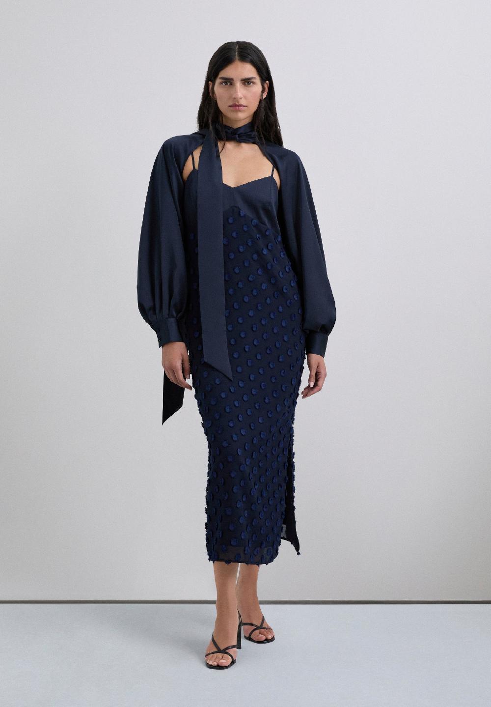Scalpers SATIN PUFFED CAPE NAVY
