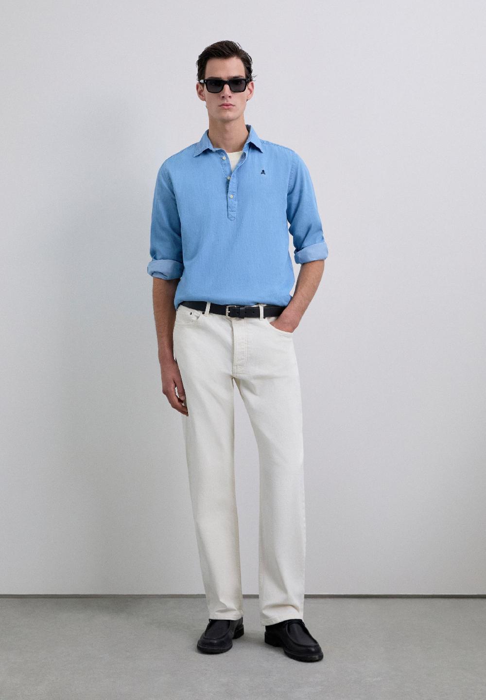 Scalpers SC ALPHA POLO SHIRT LIGHT DENIM