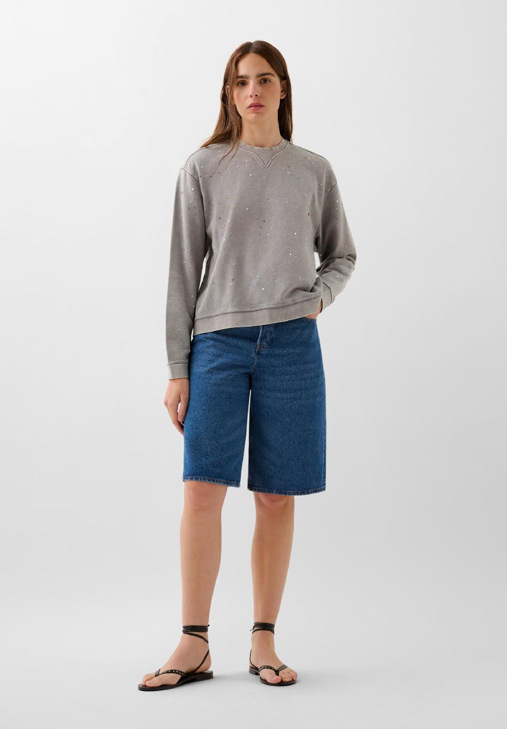 Scalpers SC MULTISTUDS AOP SWEATER LIGHT GREY