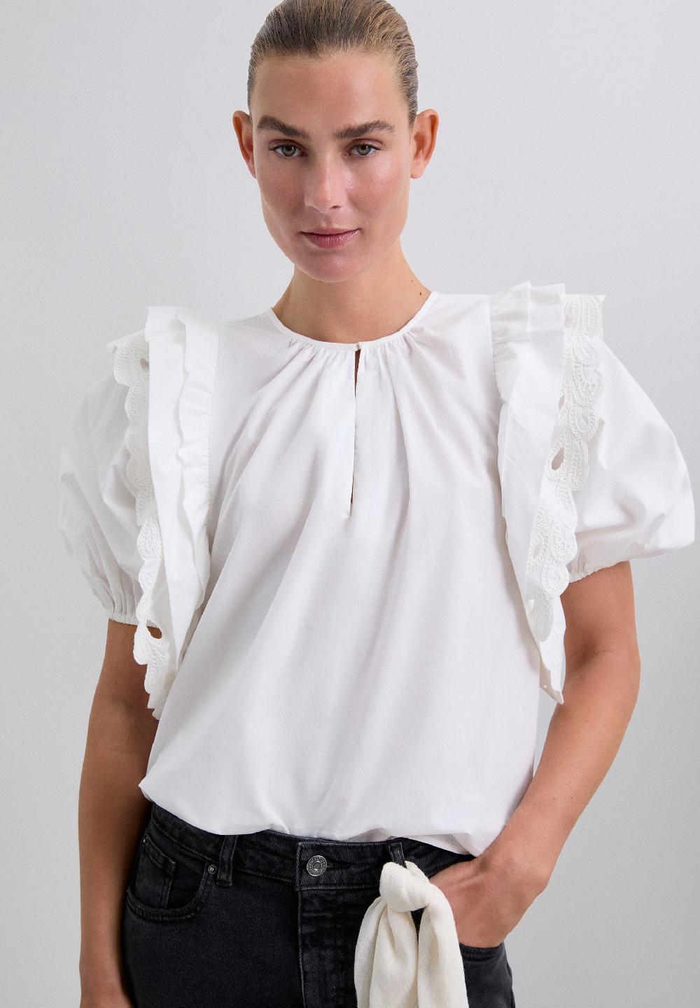 Scalpers SC POPLIN PUFF TOP OFF WHITE