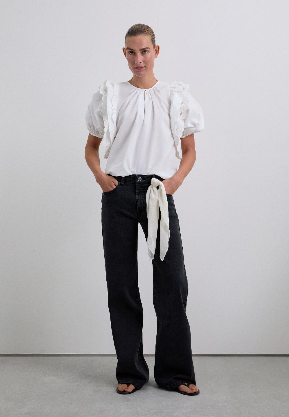 Scalpers SC POPLIN PUFF TOP OFF WHITE