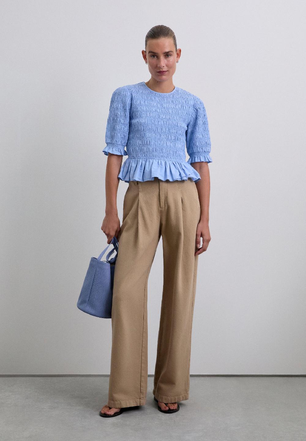 Scalpers SC SMOCK SLEEVE TOP BLUE