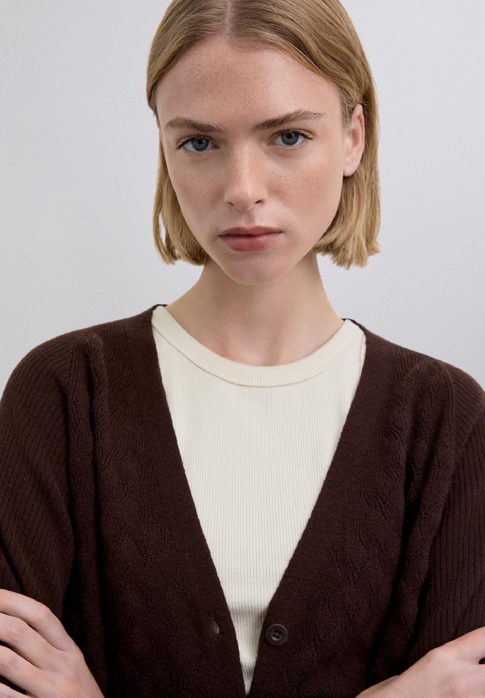 Scalpers SCBASICKNITSET CARDIGAN DARK BROWN