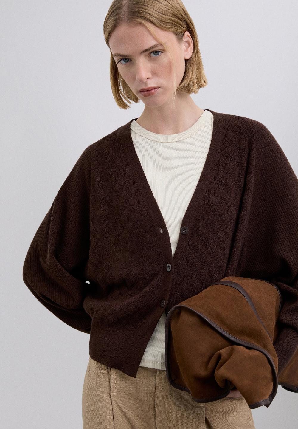 scalpers SCBASICKNITSET CARDIGAN DARK BROWN