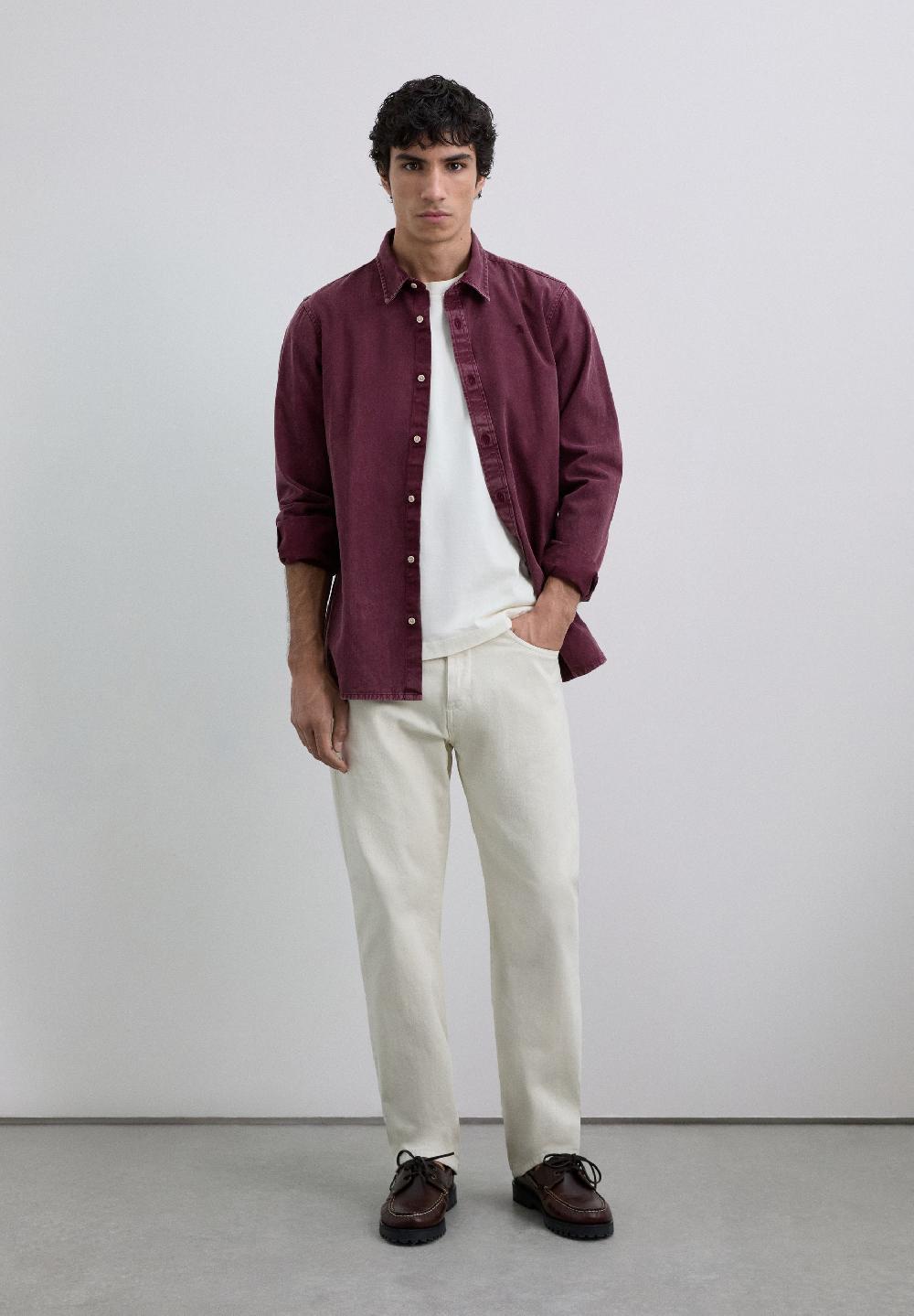 Scalpers SCCARTER DENIM OVERSHIRT BURGUNDY