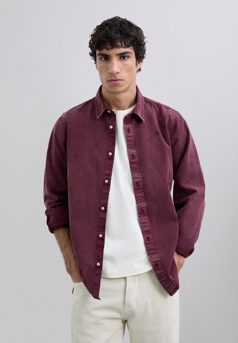 Scalpers SCCARTER DENIM OVERSHIRT BURGUNDY