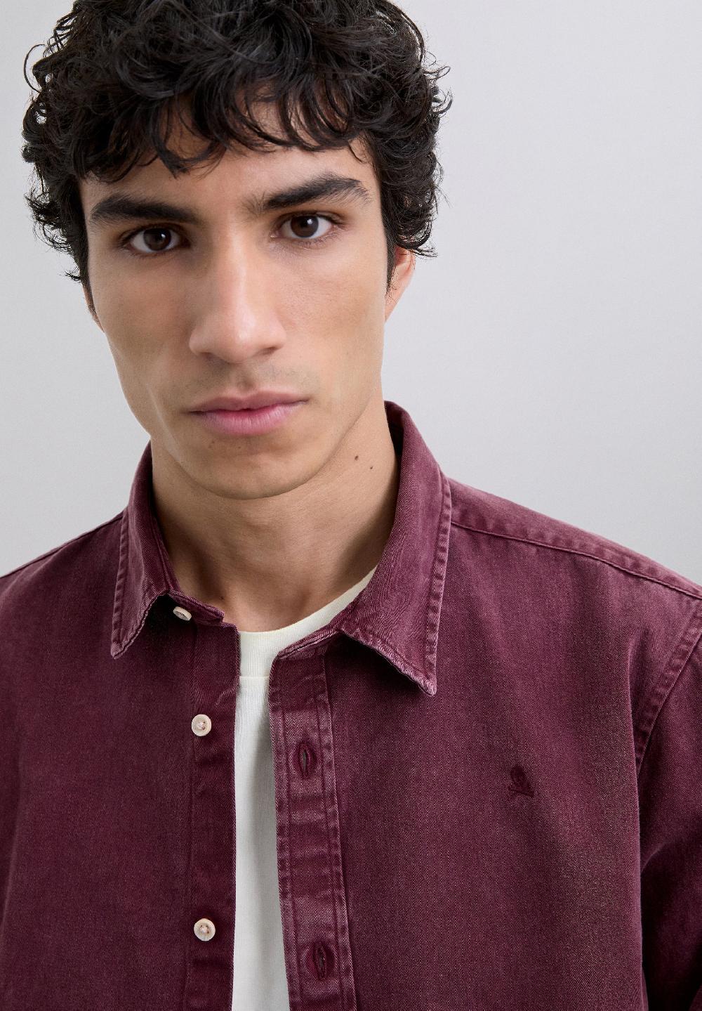Scalpers SCCARTER DENIM OVERSHIRT BURGUNDY