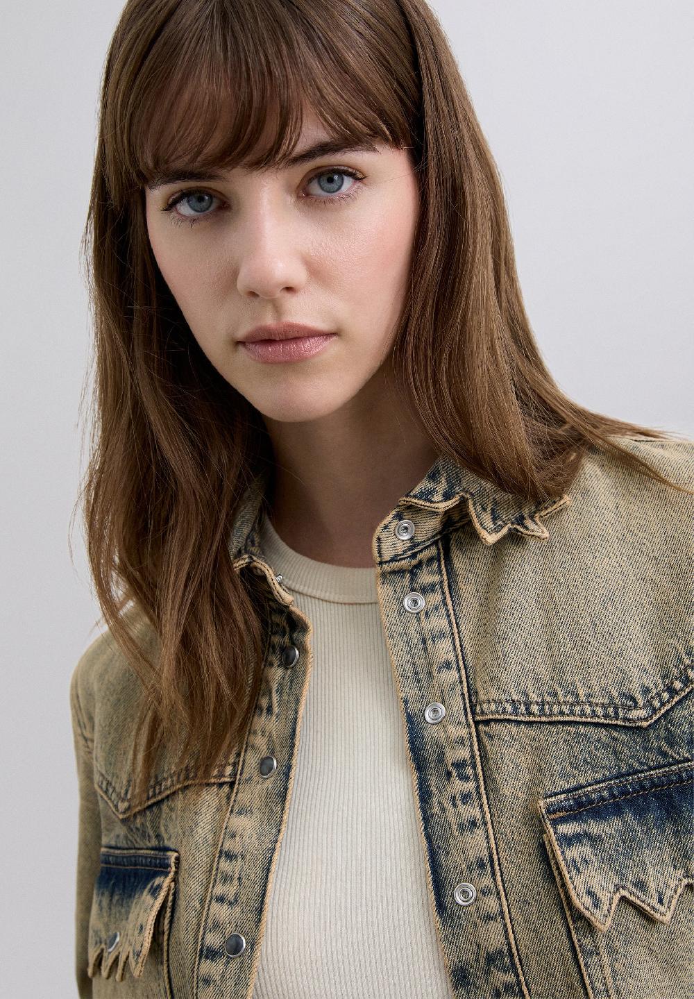 Scalpers SCSCALLOPWASHED DENIM SHIRT OLIVE