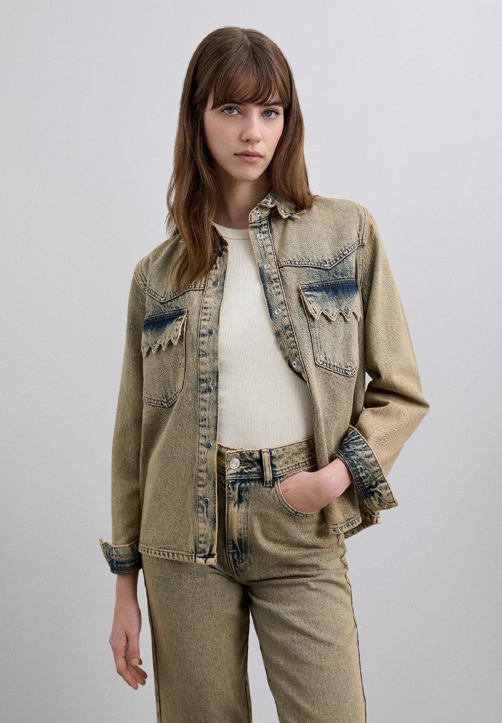 scalpers SCSCALLOPWASHED DENIM SHIRT OLIVE