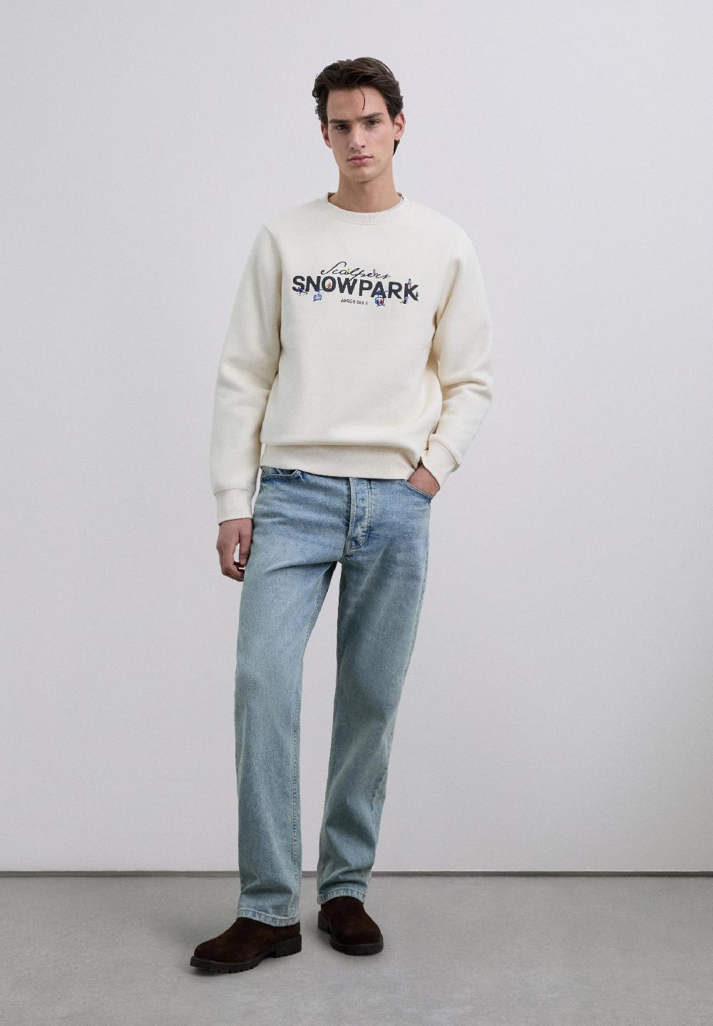 Scalpers SCSNOWPARK EMB SWEATER OFF WHITE