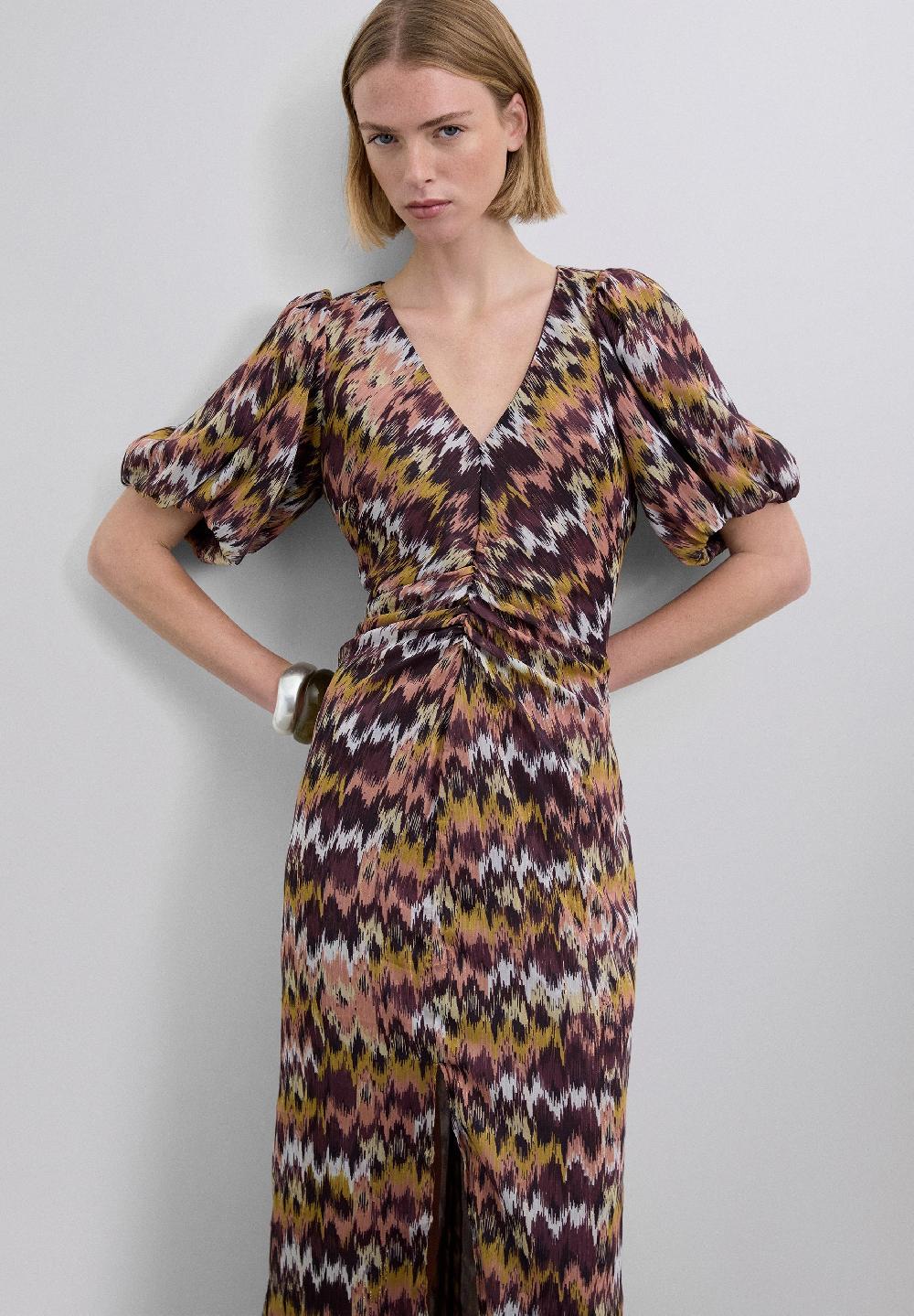 Scalpers SCVINESO FIRPRINT DRESS BURGUNDY