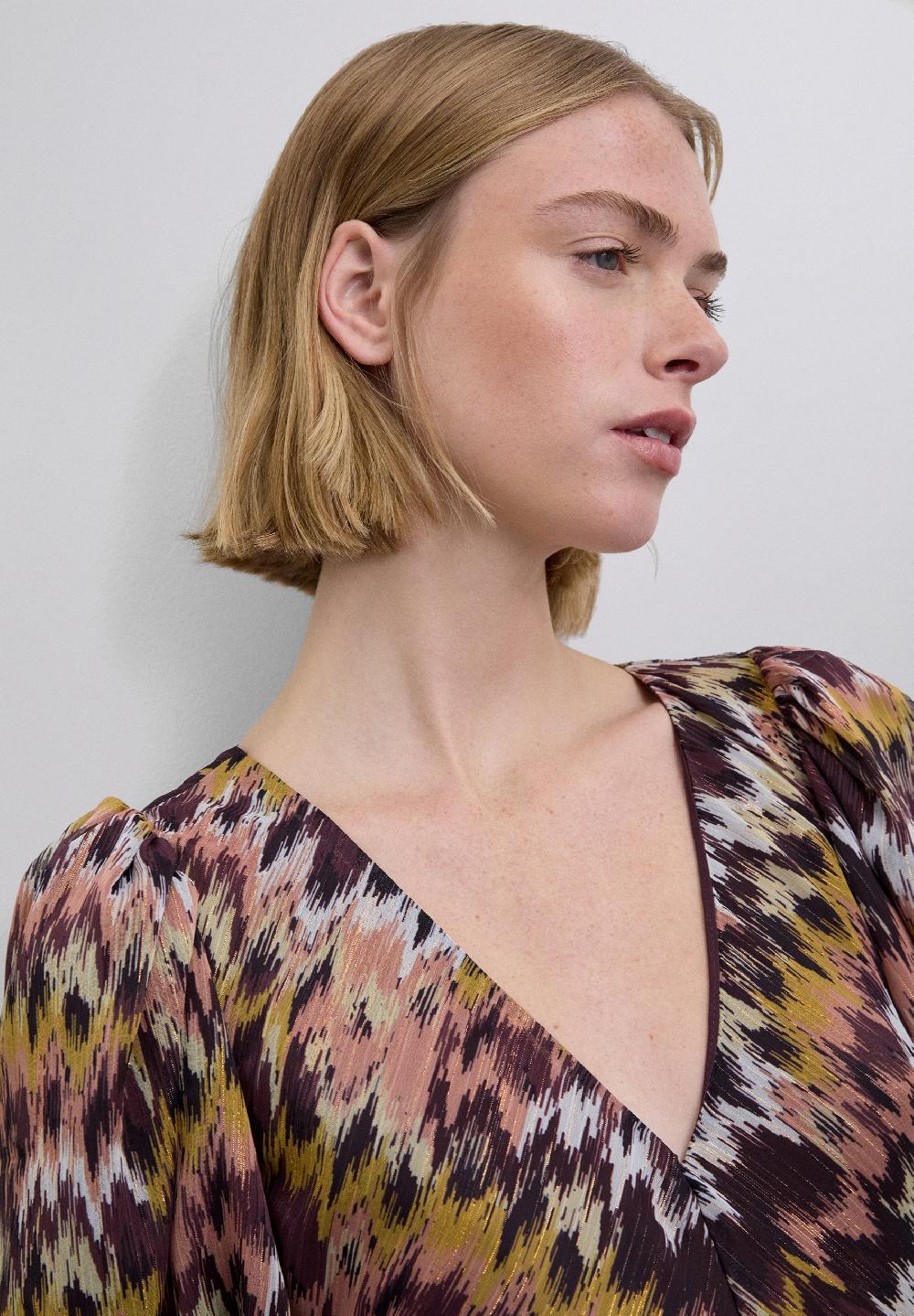 Scalpers SCVINESO FIRPRINT DRESS BURGUNDY