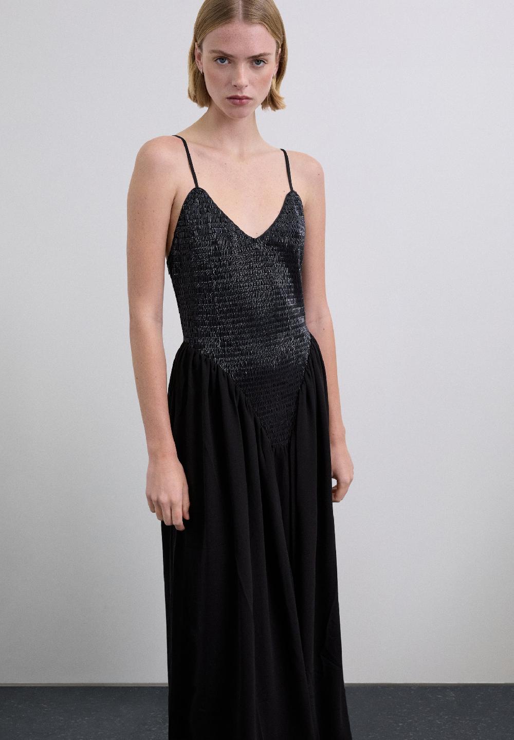 Scalpers SEQUIN BODICE DRESS BLACK