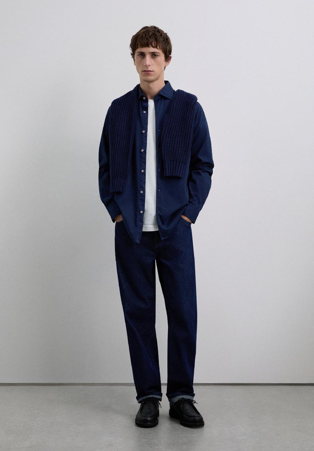 Scalpers SHIRT WITH EMBROIDERED SKULL NAVY