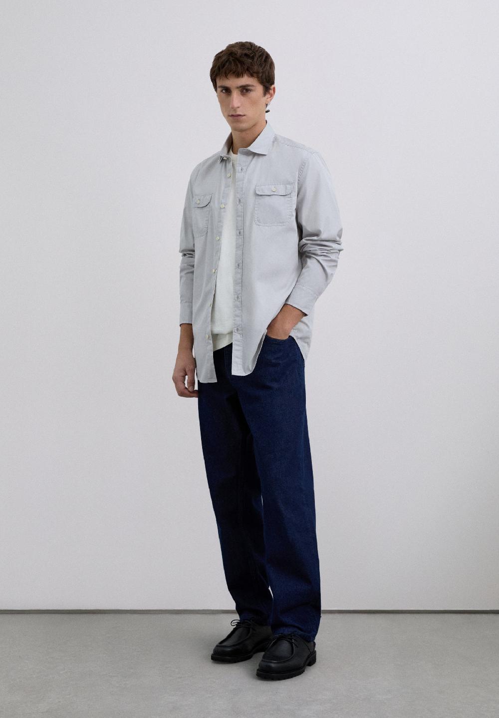 Scalpers SHIRT WITH POCKETS LIGHT GREY