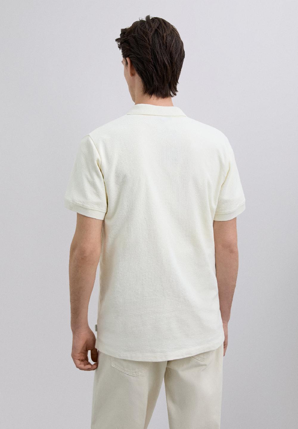 Scalpers SHORT SLEEVE RUSTIC KNIT POLO SHIRT CREAM