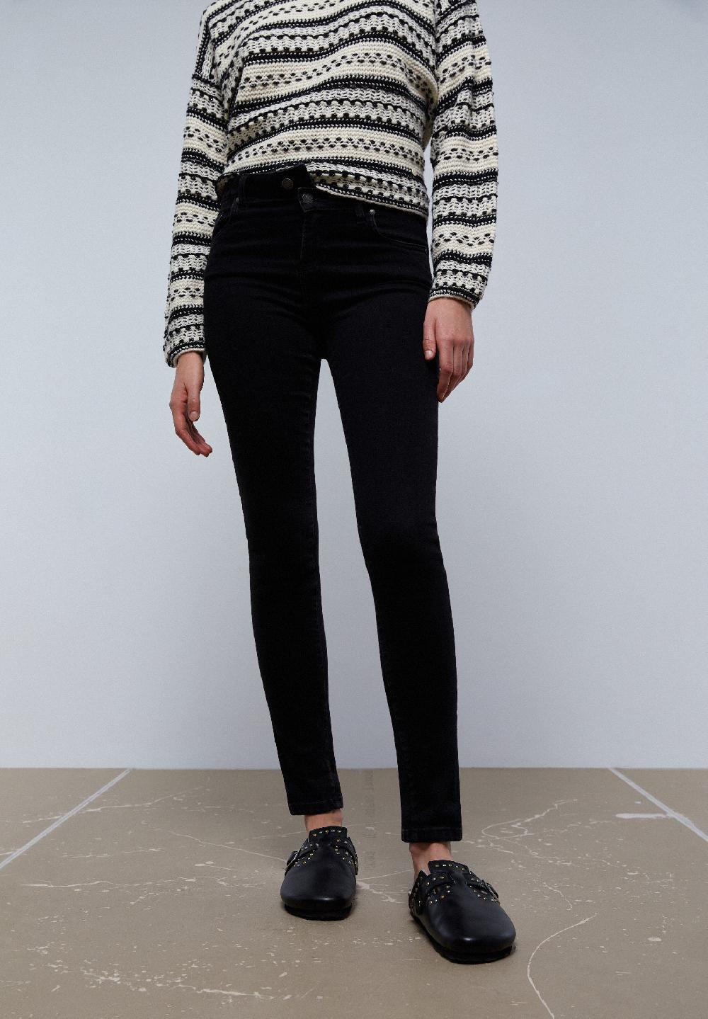 Scalpers SKINNY JEANS WITH BUTTONS BLACK