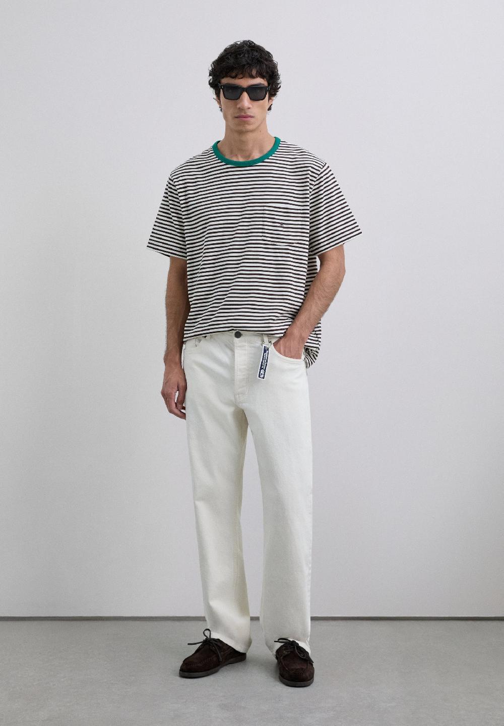 Scalpers SKULL AND STRIPES T-SHIRT DARK BROWN