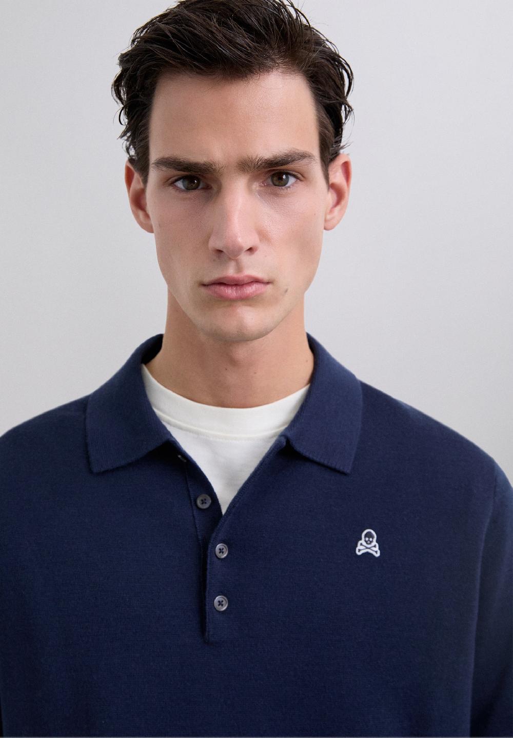 scalpers SKULL PATCH POLO JERSEY NAVY