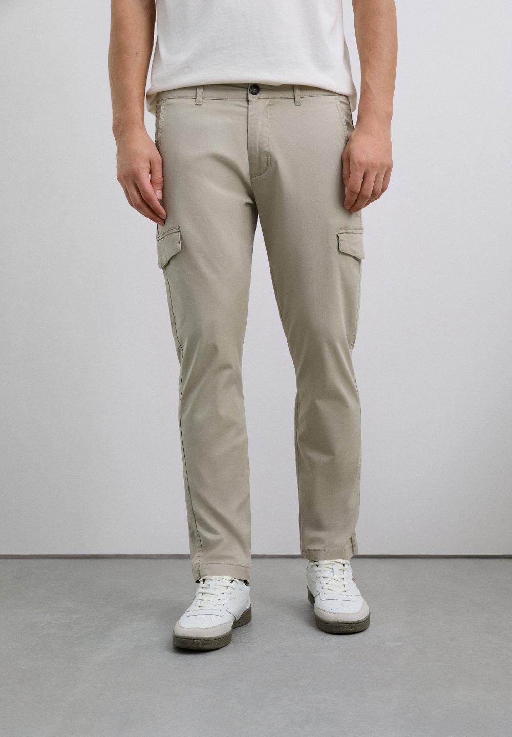 Scalpers SLIM FIT CARGO TROUSERS BEIGE