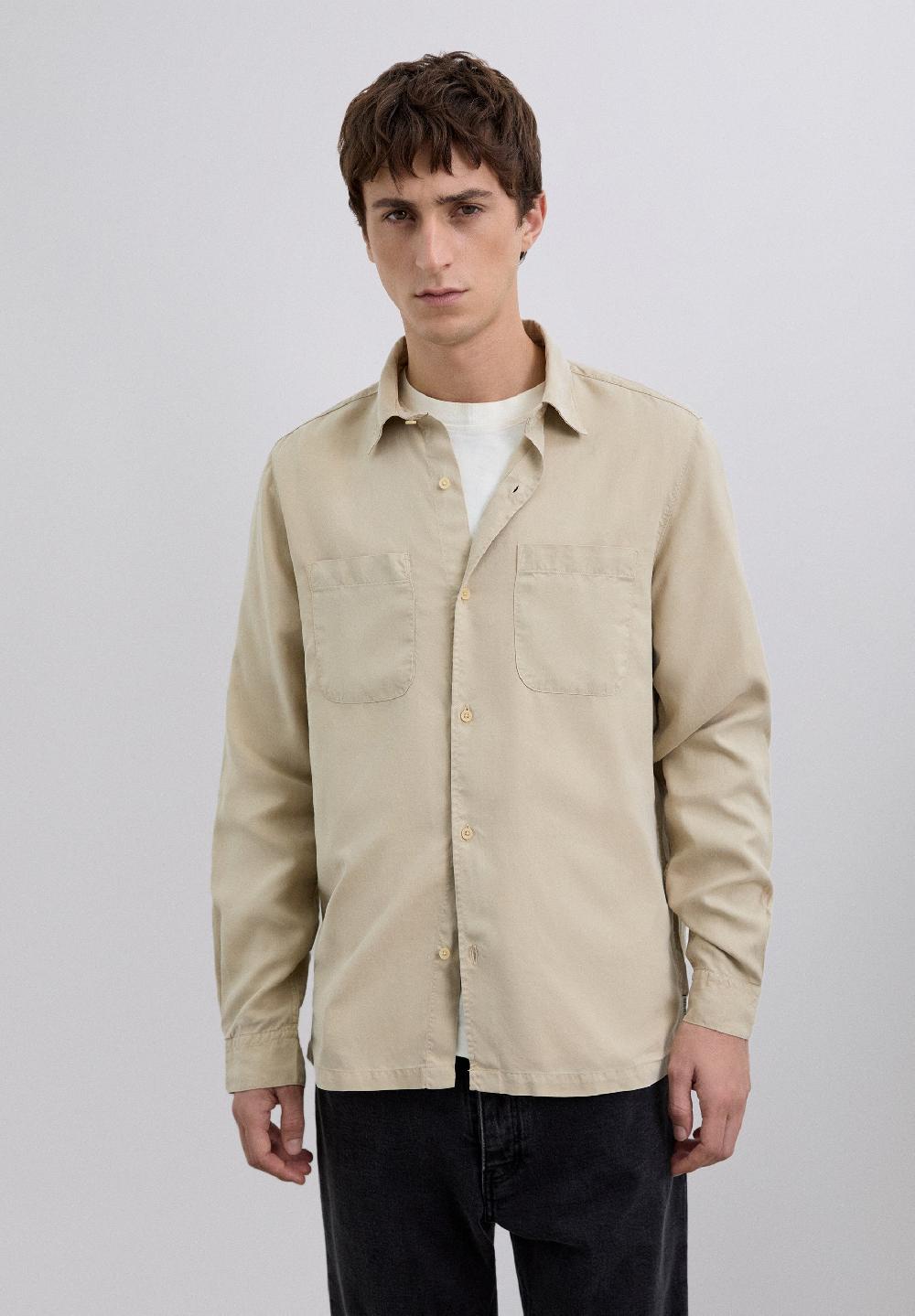 Scalpers SLIM FIT COTTON SHIRT BEIGE