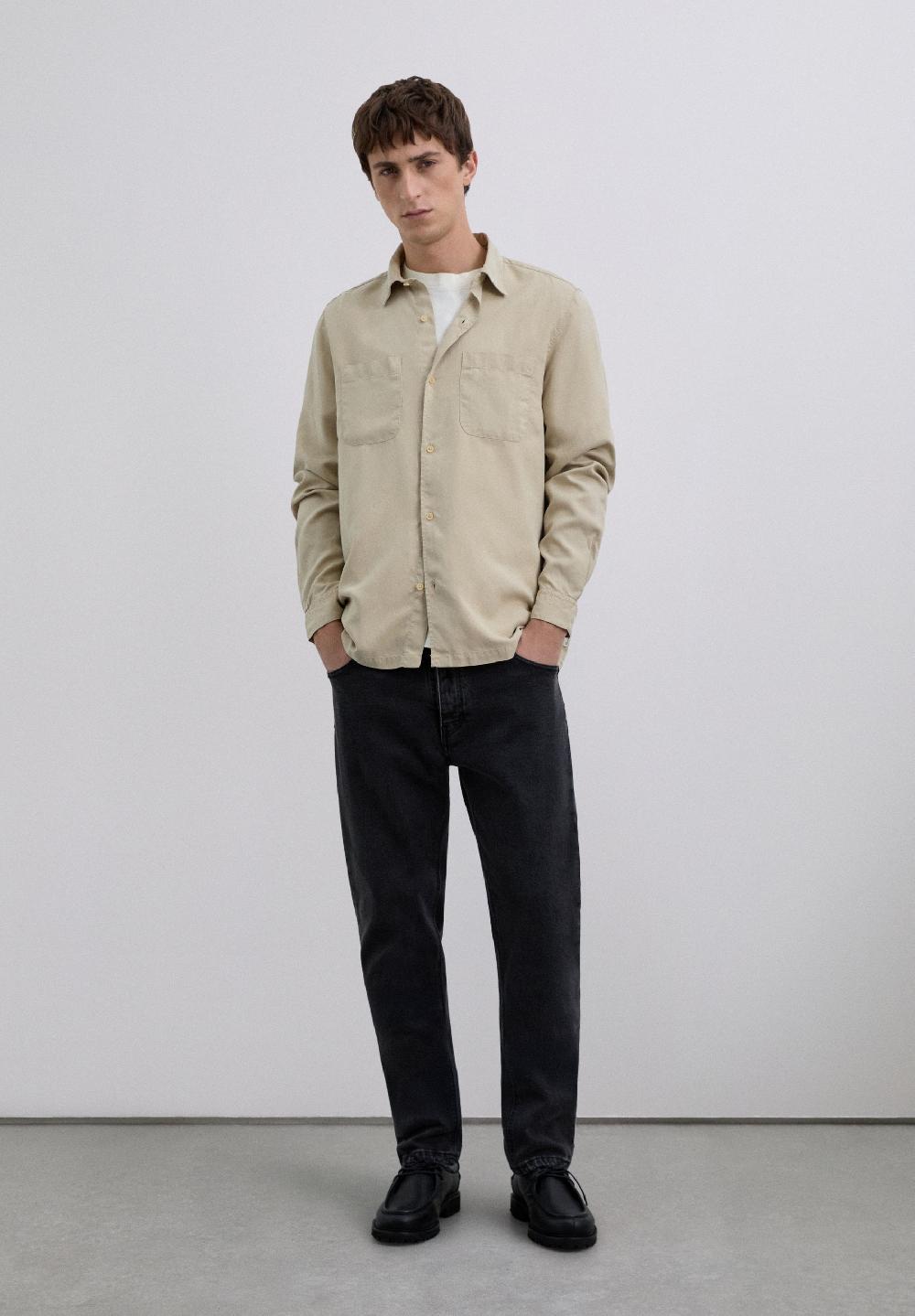 Scalpers SLIM FIT COTTON SHIRT BEIGE