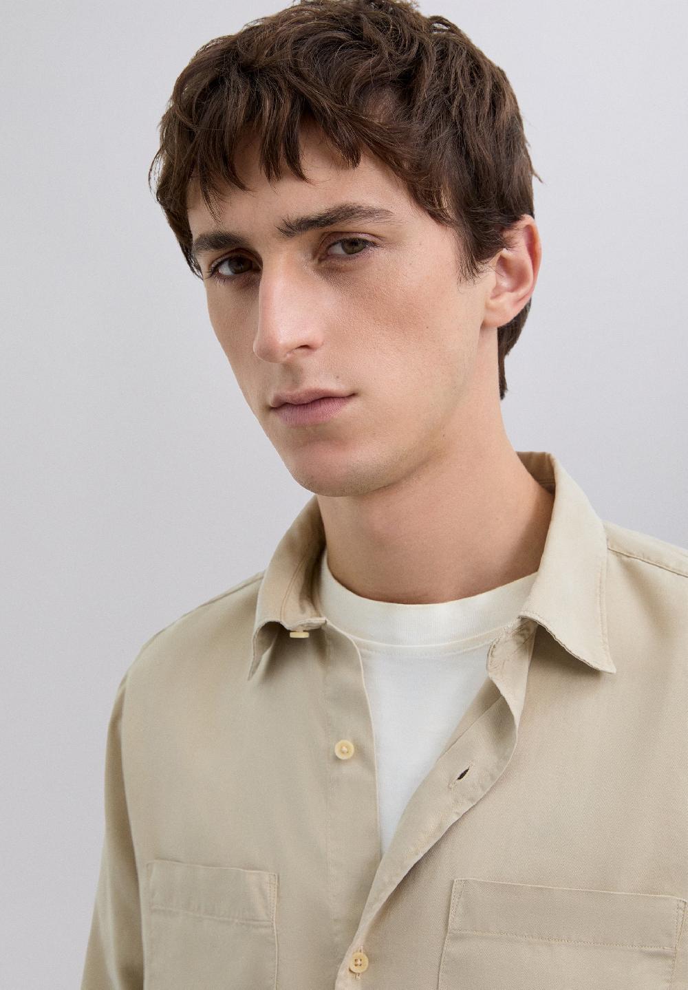 Scalpers SLIM FIT COTTON SHIRT BEIGE