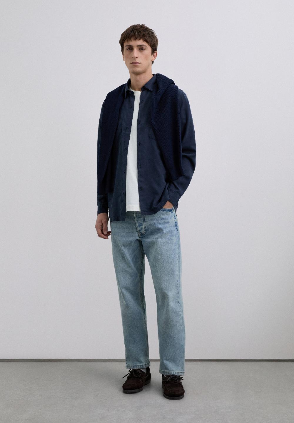 Scalpers SLIM FIT COTTON SHIRT NAVY