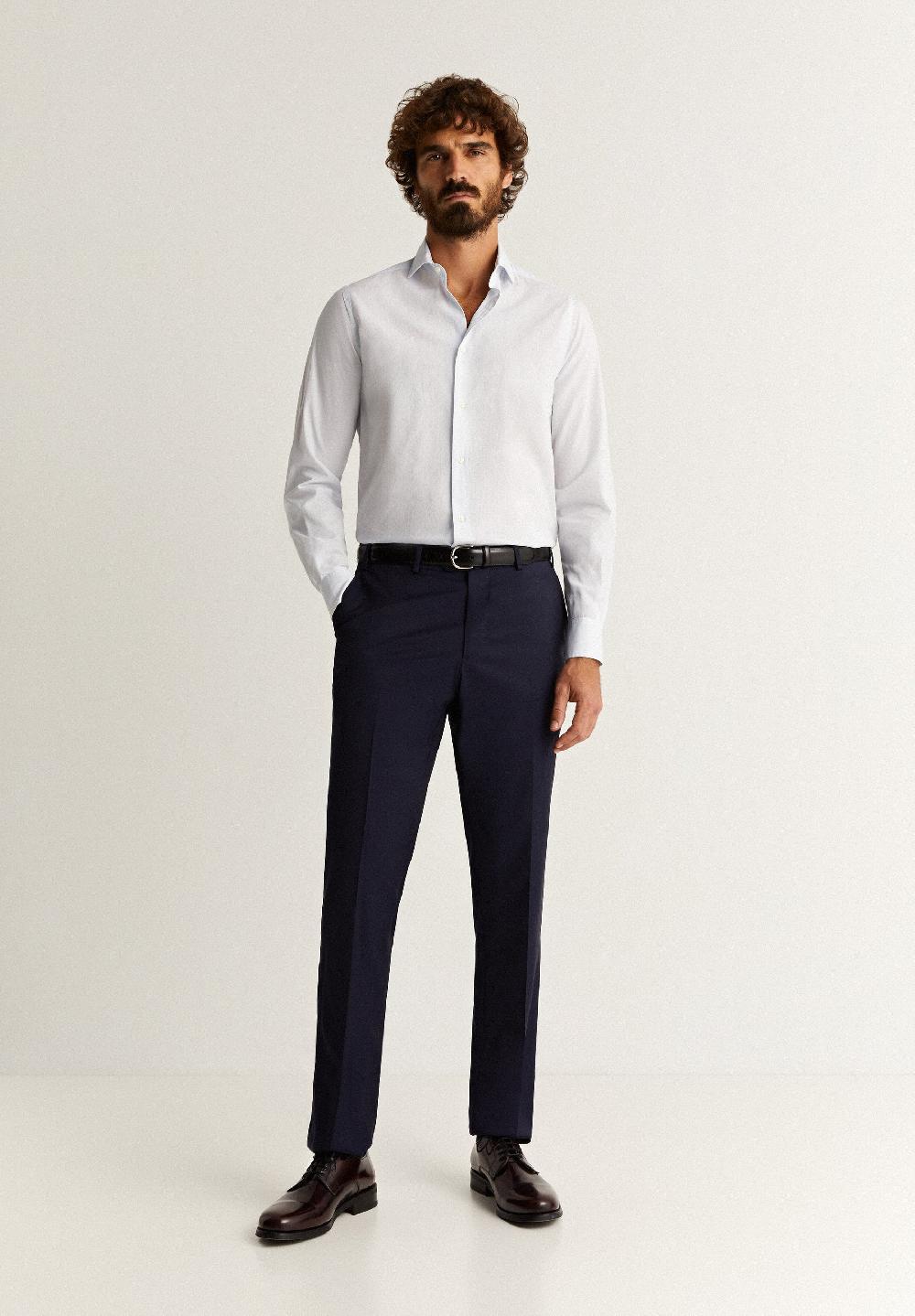 Scalpers SLIM FIT SMART SHIRT LIGHT BLUE STRIPES