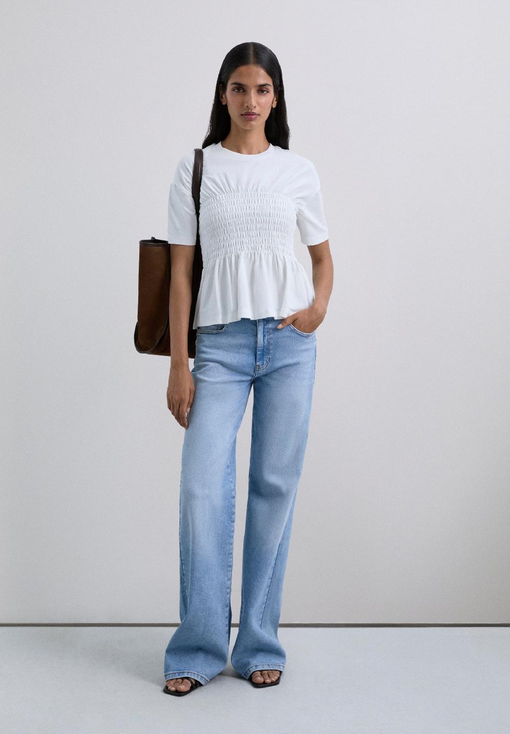 Scalpers SMOCKED T-SHIRT OFF WHITE