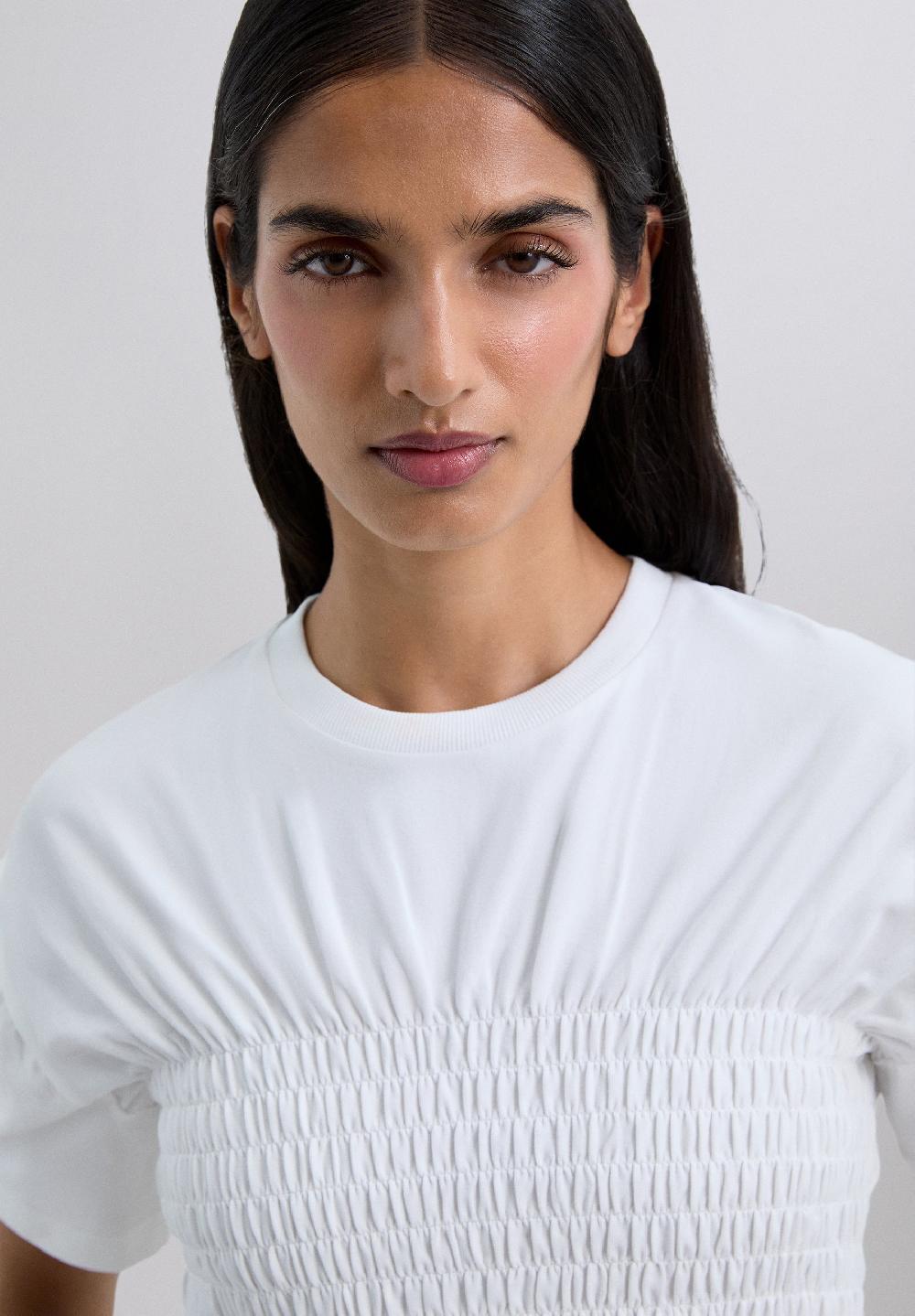 Scalpers SMOCKED T-SHIRT OFF WHITE