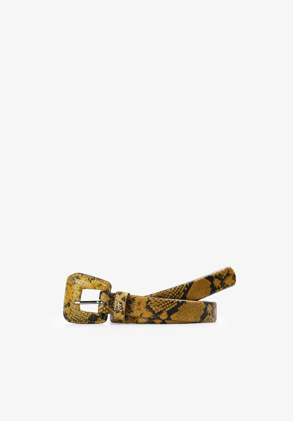 Scalpers SNAKE PRINT LEATHER BELT YELLOW