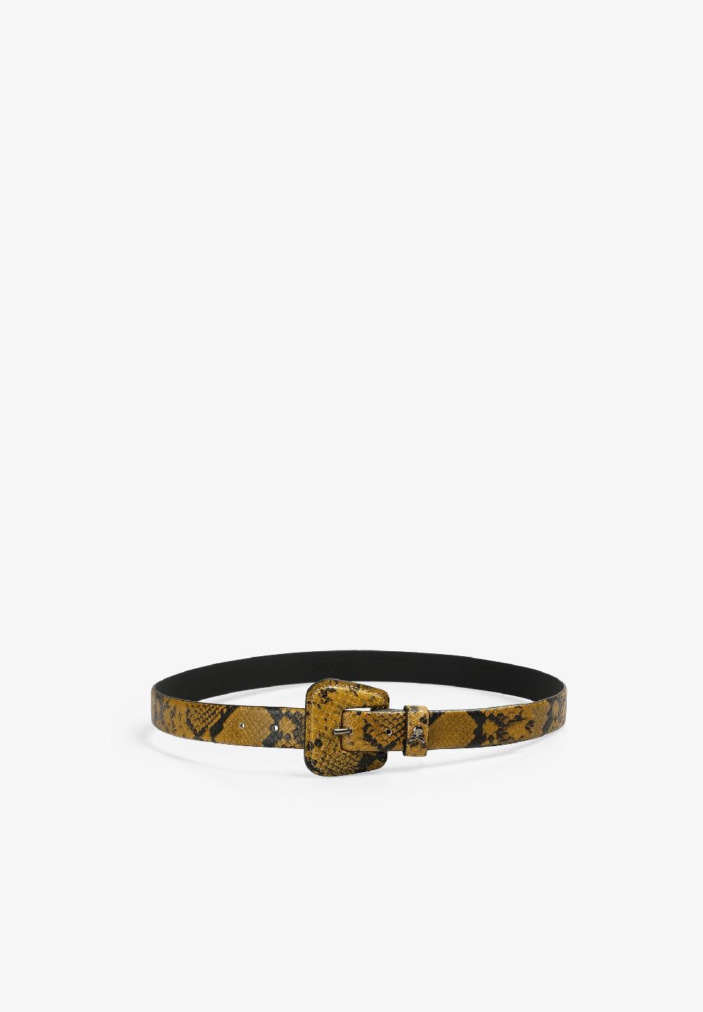Scalpers SNAKE PRINT LEATHER BELT YELLOW