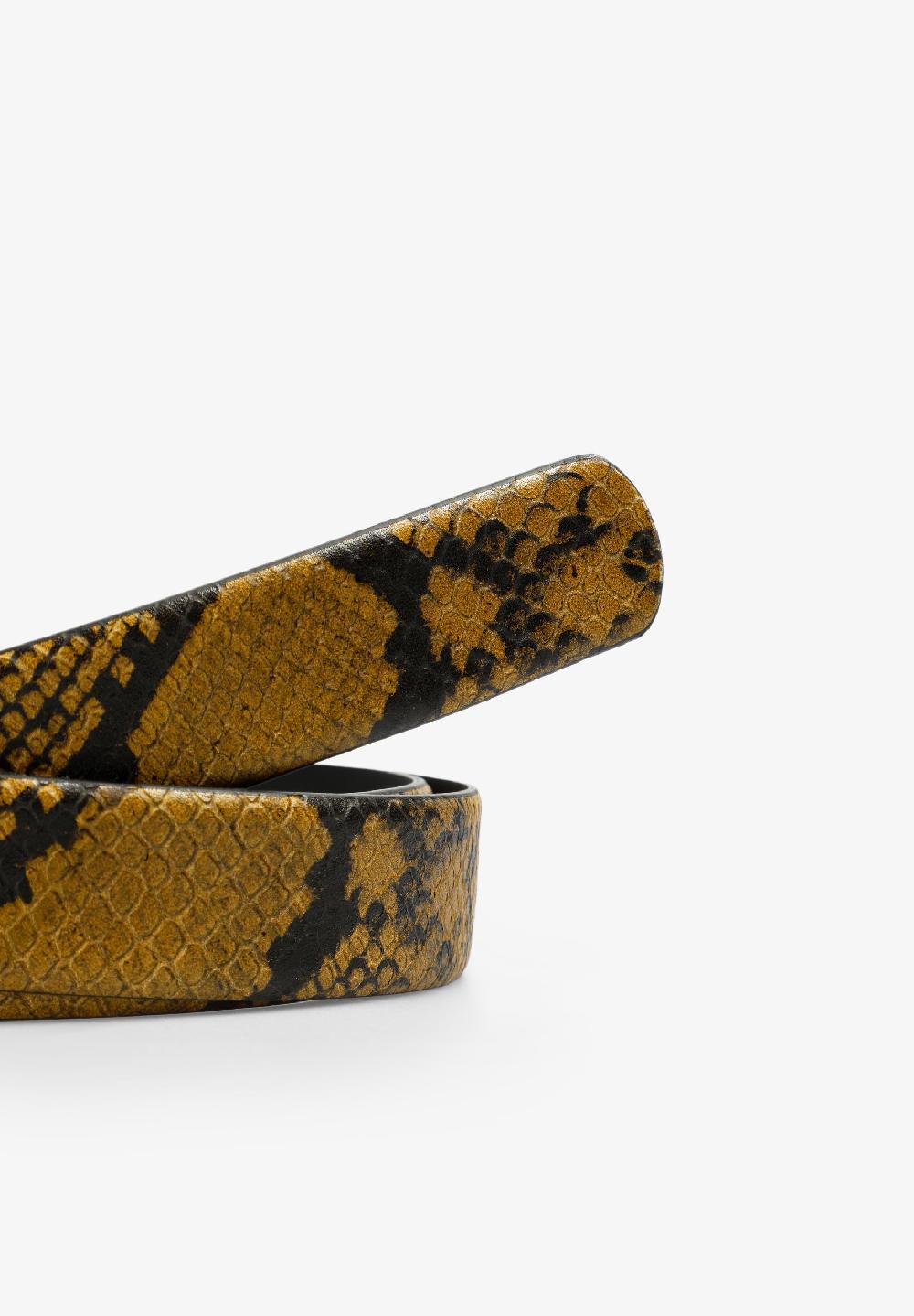 Scalpers SNAKE PRINT LEATHER BELT YELLOW