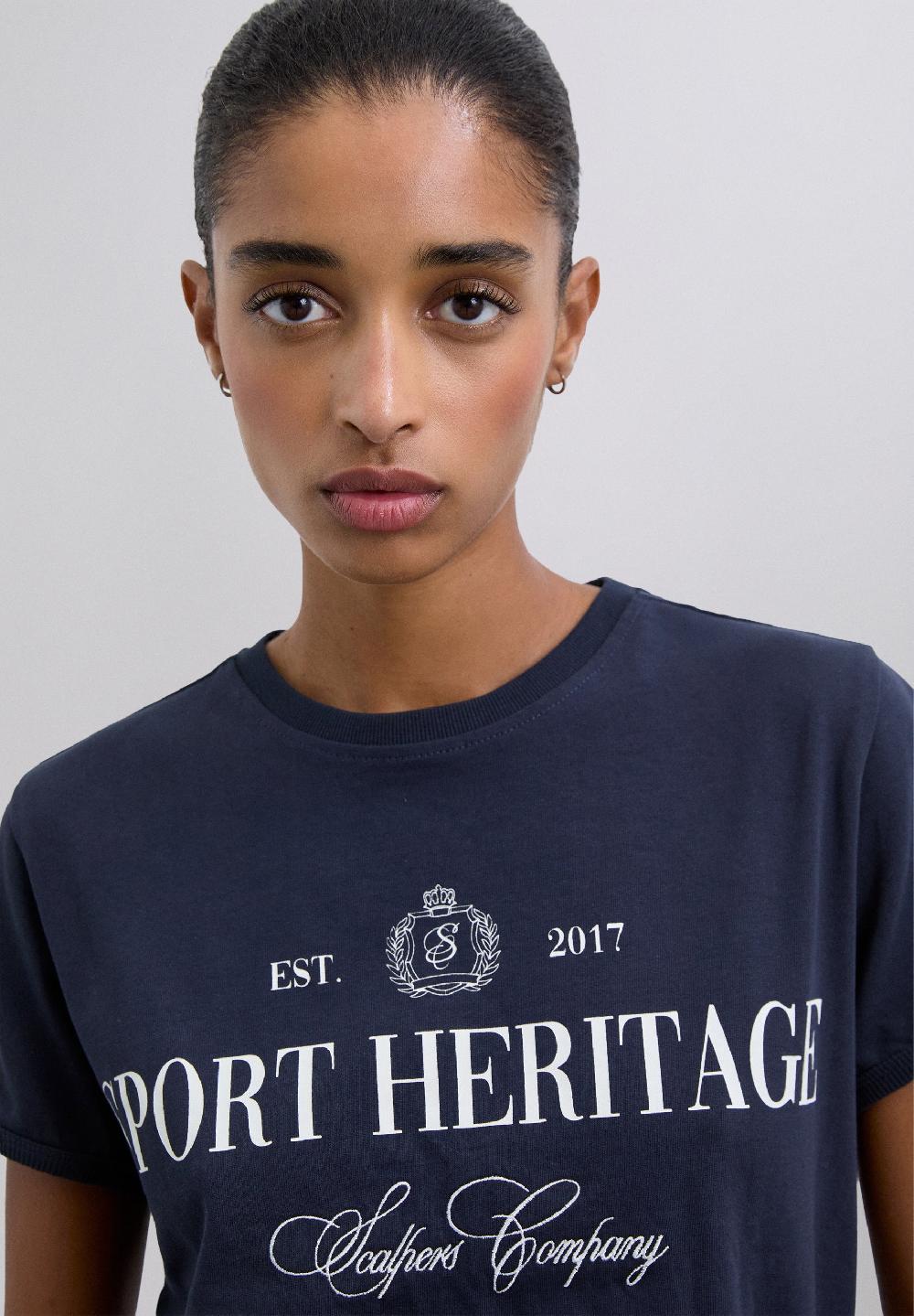Scalpers SPORT HERITAGE PRINT T-SHIRT NAVY