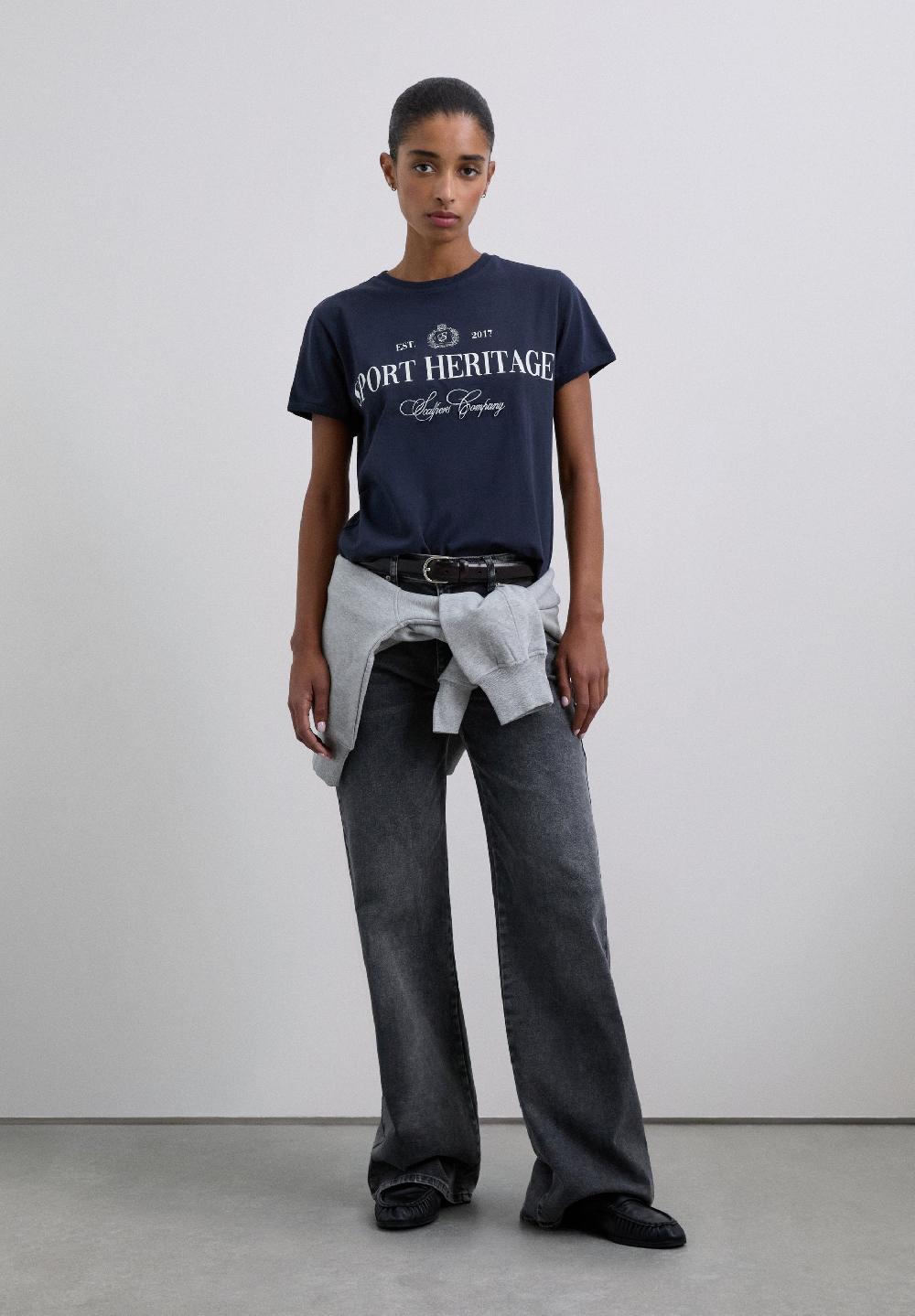 Scalpers SPORT HERITAGE PRINT T-SHIRT NAVY